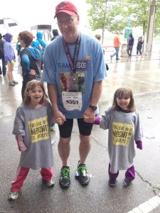 Kenneth Bean with his granddaughters after the Cincinnati Flying Pig Marathon. Photos courtesy of Kenneth Bean
