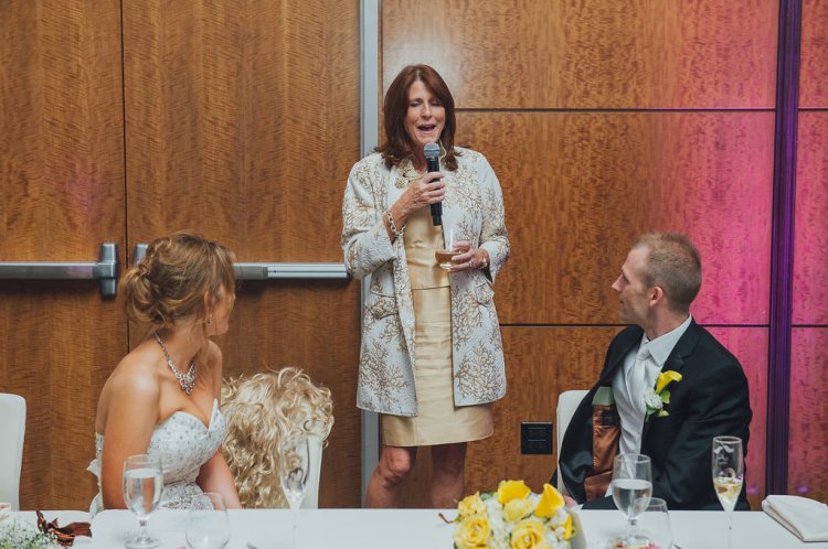 Pat Walsh gives a toast at Prentice-Faller and Faller's wedding. Photo courtesy Joy Prentice-Faller 